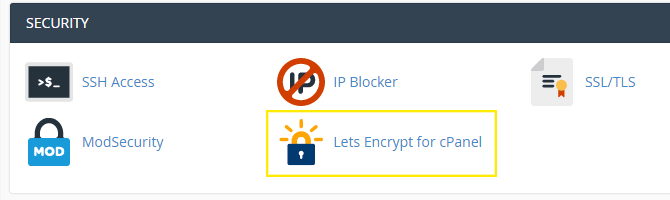 Let's Encrypt cPanel button