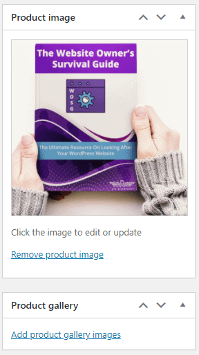 edit woocommerce product: featured image and product gallery