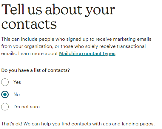 mailchimp set up import contacts