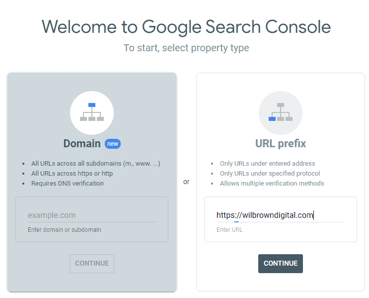  google search console add site