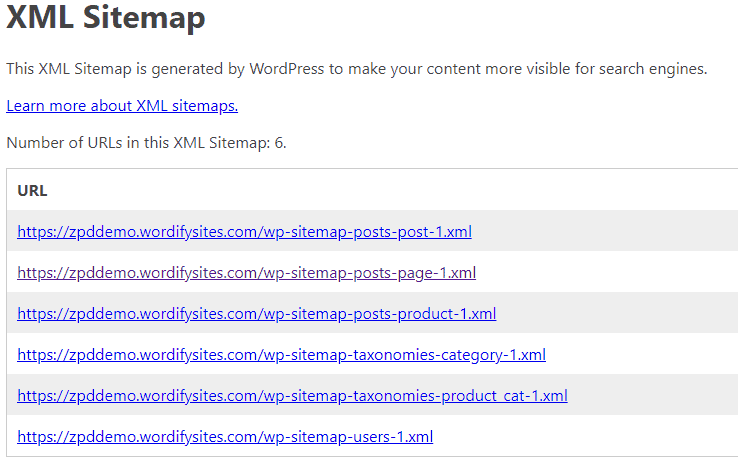XML sitemap index
