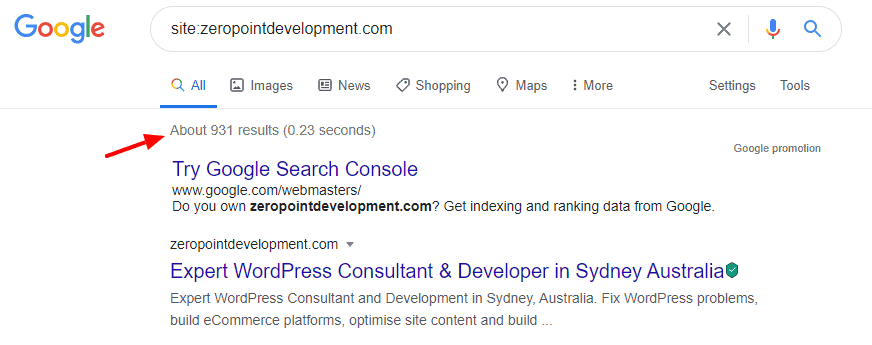 Site search on Google
