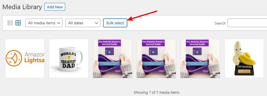 wordpress media library delete multiple files