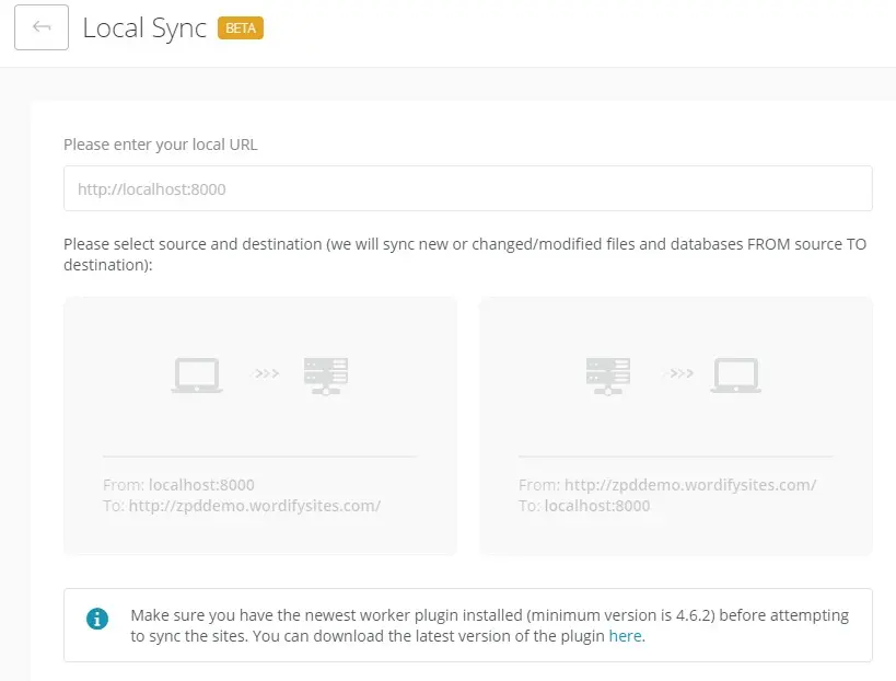 managewp dashboard local sync