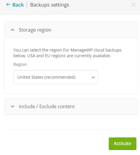 managewp dashboard backups