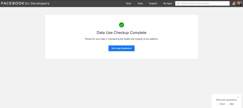 complete data use checkup for your facebook app