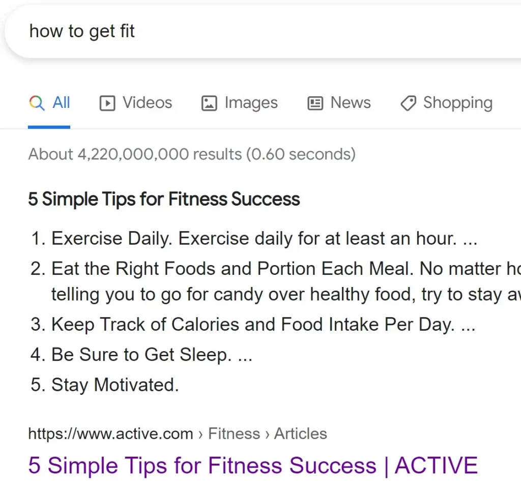 how to get fit Google search