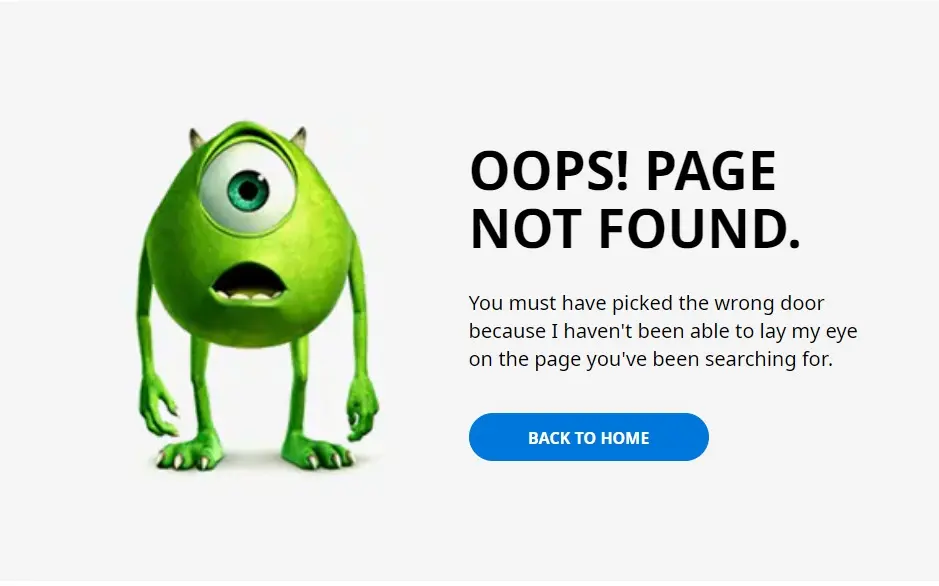 Disney 404 page