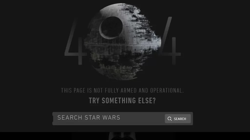 Star Wars 404 page