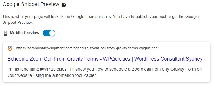 Google Snippet Preview