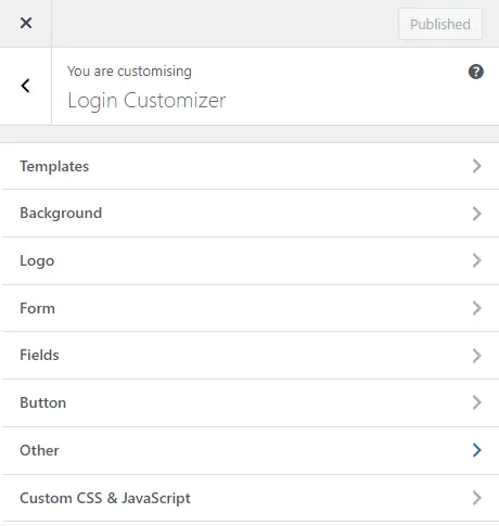 Customise Log In