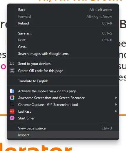 open Chrome inspect