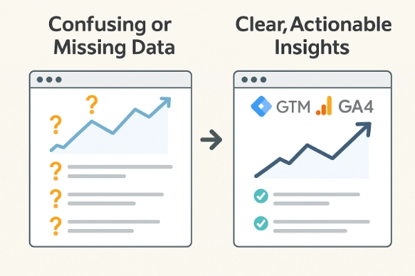 confusing or missing data” turns into “clear insights” once GTM + GA4 are properly set up