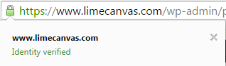Lime Canvas SSL green padlock clicked on to see identity confirmed
