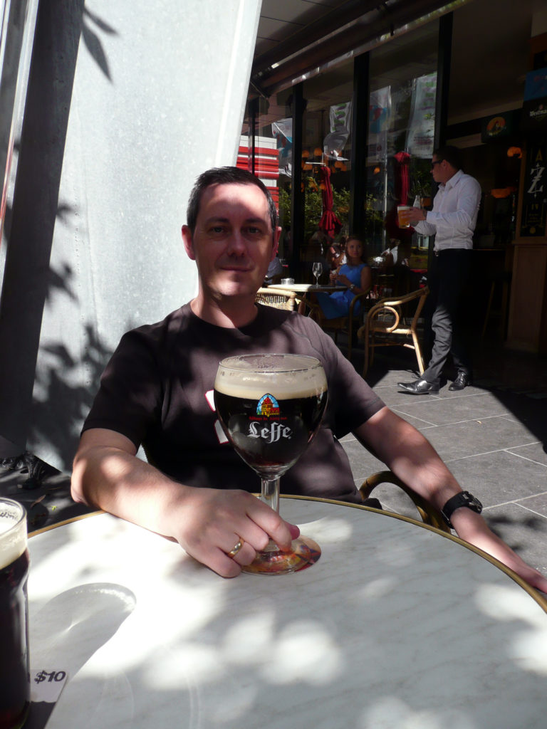 Wil Brown drinking Leffe Brune