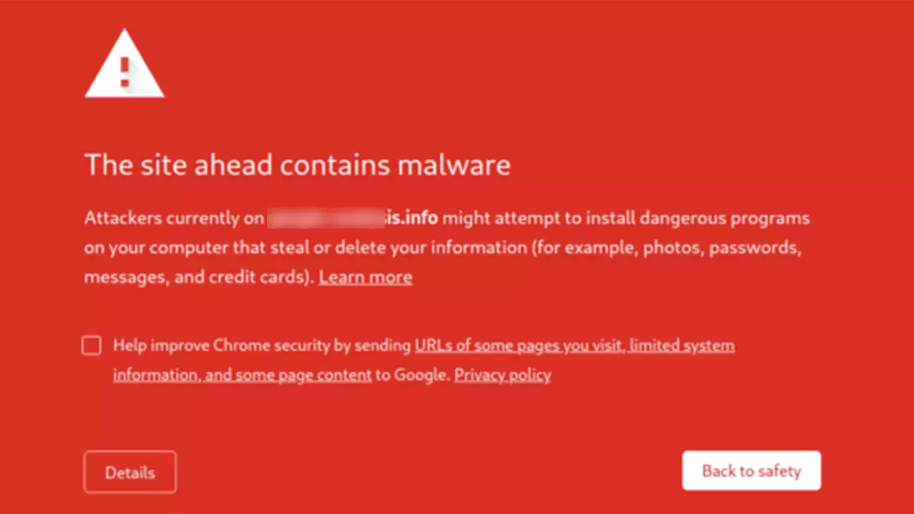 Google malware red screen warning