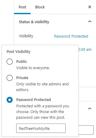 password protect post