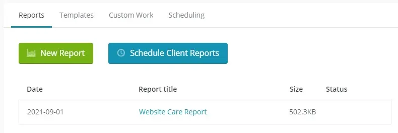 managewp dashboard client report