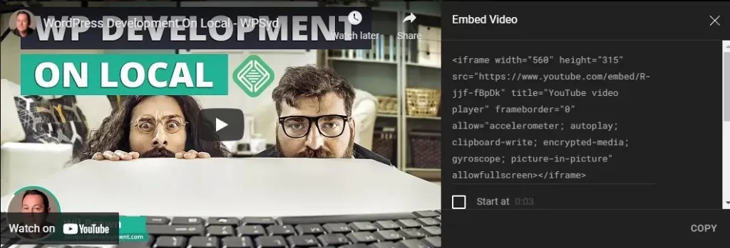 embed youtube video code