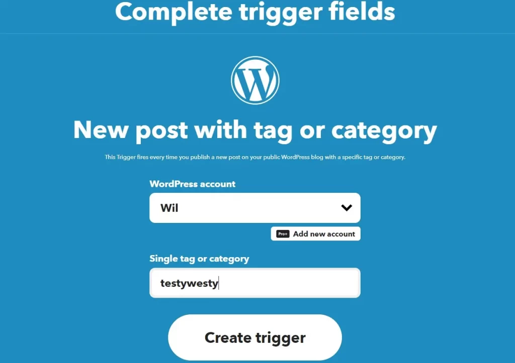 IFTTT WordPress trigger
