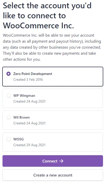 WooCommerce select Stripe account to connect