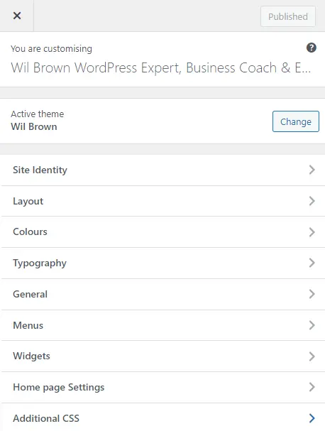 WordPress customiser