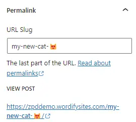WordPress slug with emoji